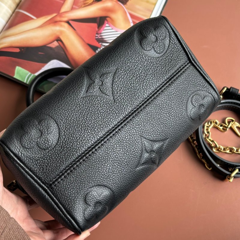 ::LOUIS VUITTON:: LV M58953 Speedy Bandoulière 20 黑色壓紋波士頓手提斜背包-3