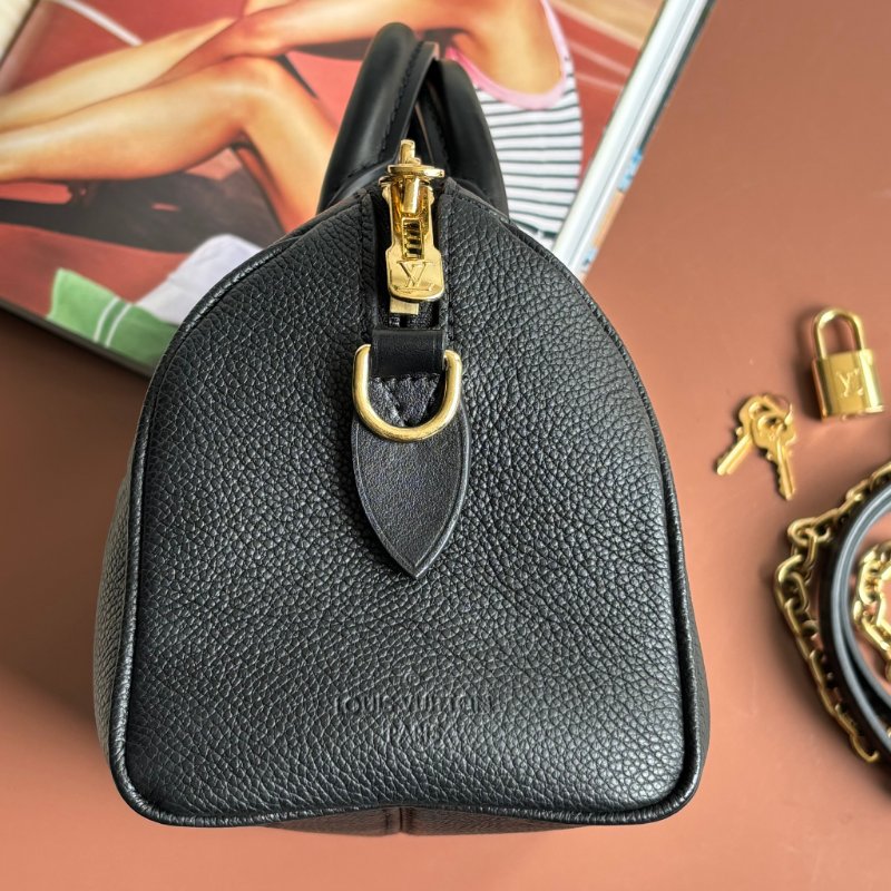 ::LOUIS VUITTON:: LV M58953 Speedy Bandoulière 20 黑色壓紋波士頓手提斜背包-6