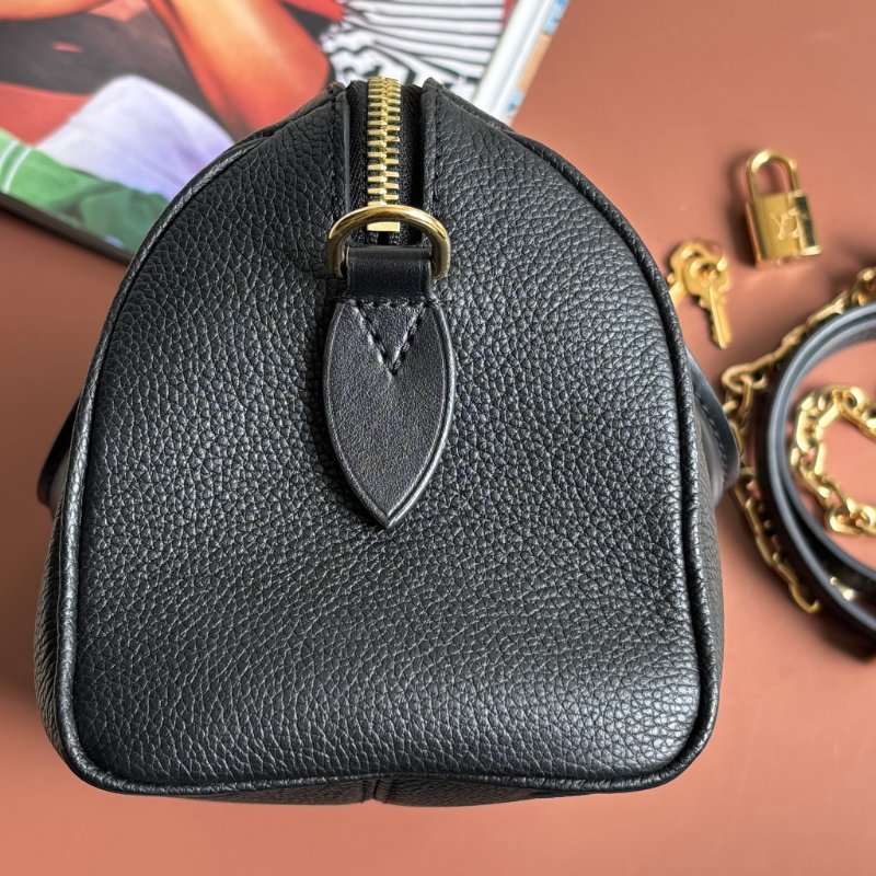 ::LOUIS VUITTON:: LV M58953 Speedy Bandoulière 20 黑色壓紋波士頓手提斜背包-7