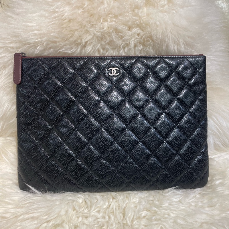 Chanel 黑色牛皮手拿包-0
