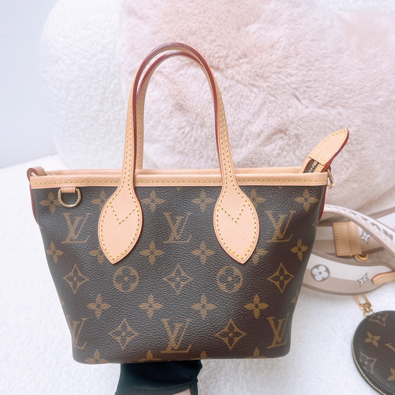 Lv neverfull bb 奶茶肩帶托特包-1