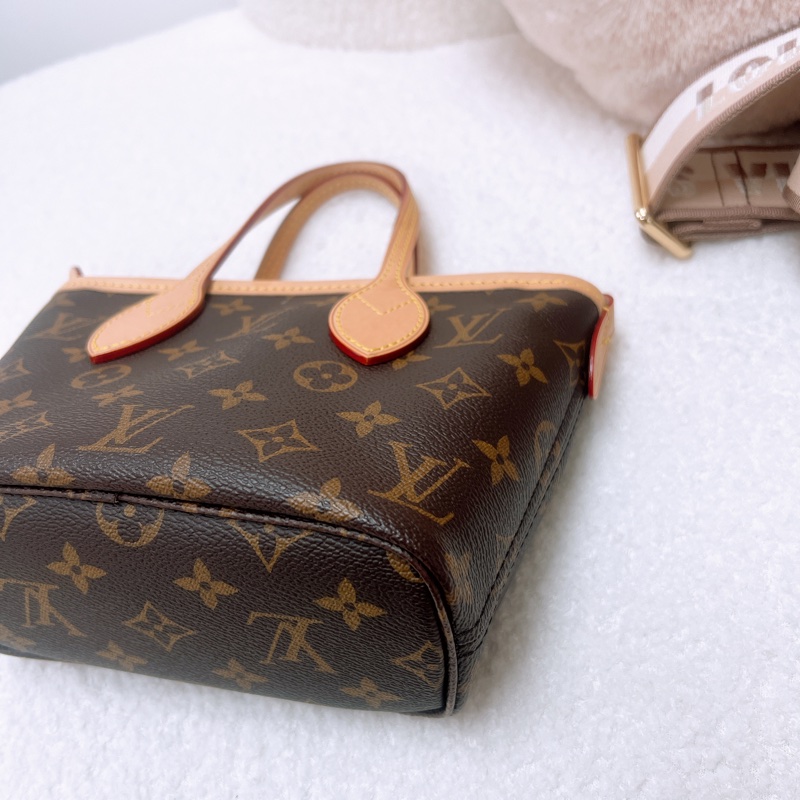 Lv neverfull bb 奶茶肩帶托特包-5