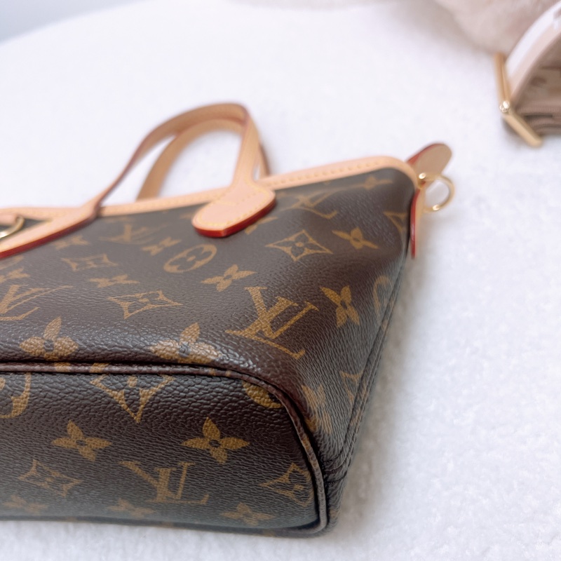 Lv neverfull bb 奶茶肩帶托特包-7