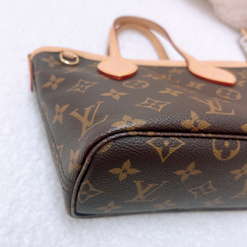 Lv neverfull bb 奶茶肩帶托特包-8
