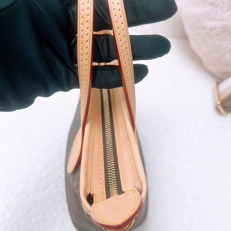 Lv neverfull bb 奶茶肩帶托特包-9
