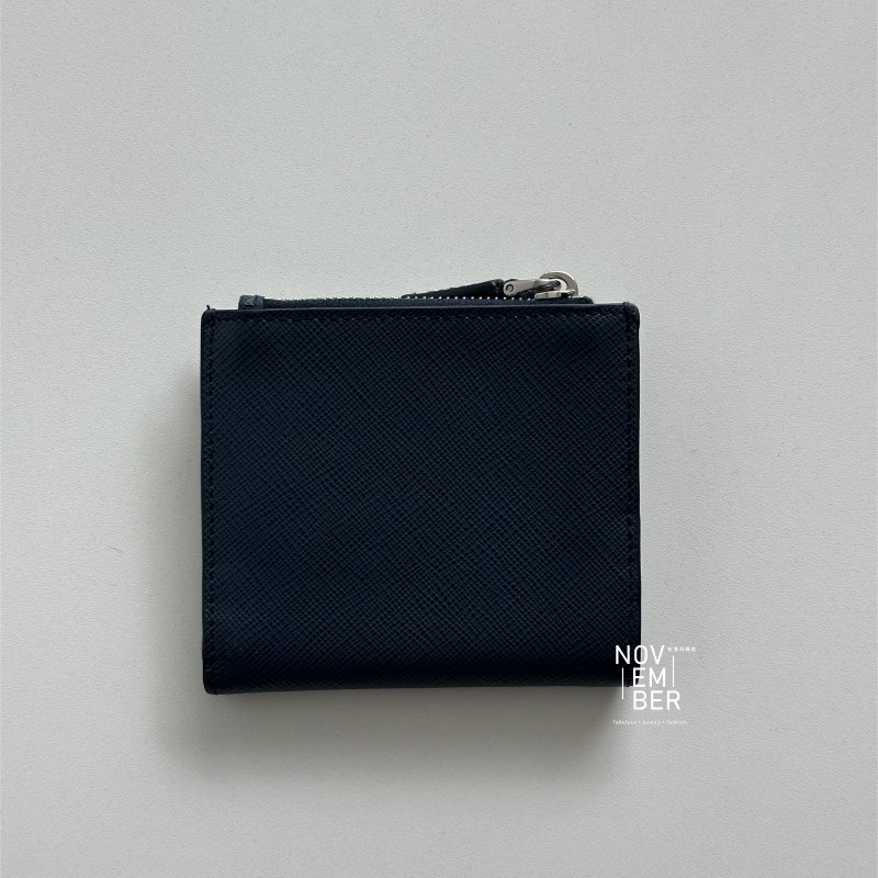 99.9新💙 Prada 普拉達 Saffiano 皮革錢包 深藍色銀釦-6