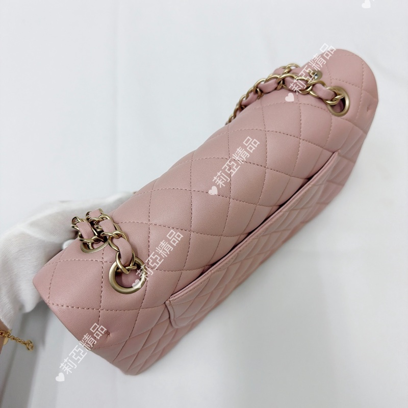 莉亞精品♡Chanel cf25 櫻花粉金 二手美包-4