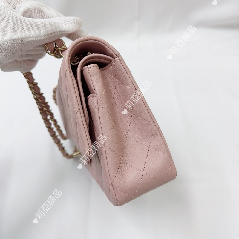莉亞精品♡Chanel cf25 櫻花粉金 二手美包-6