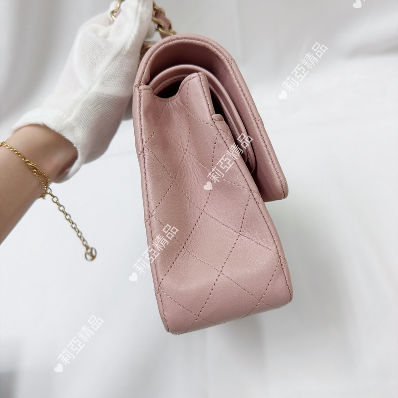 莉亞精品♡Chanel cf25 櫻花粉金 二手美包-7