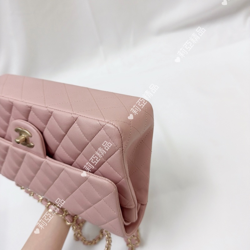 莉亞精品♡Chanel cf25 櫻花粉金 二手美包-11