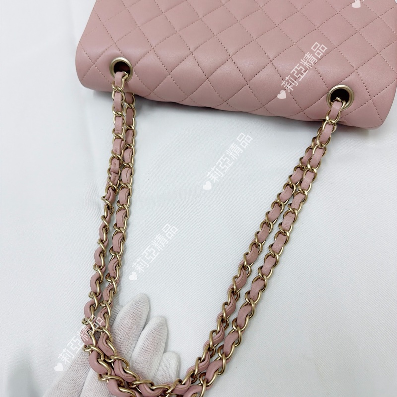 莉亞精品♡Chanel cf25 櫻花粉金 二手美包-12