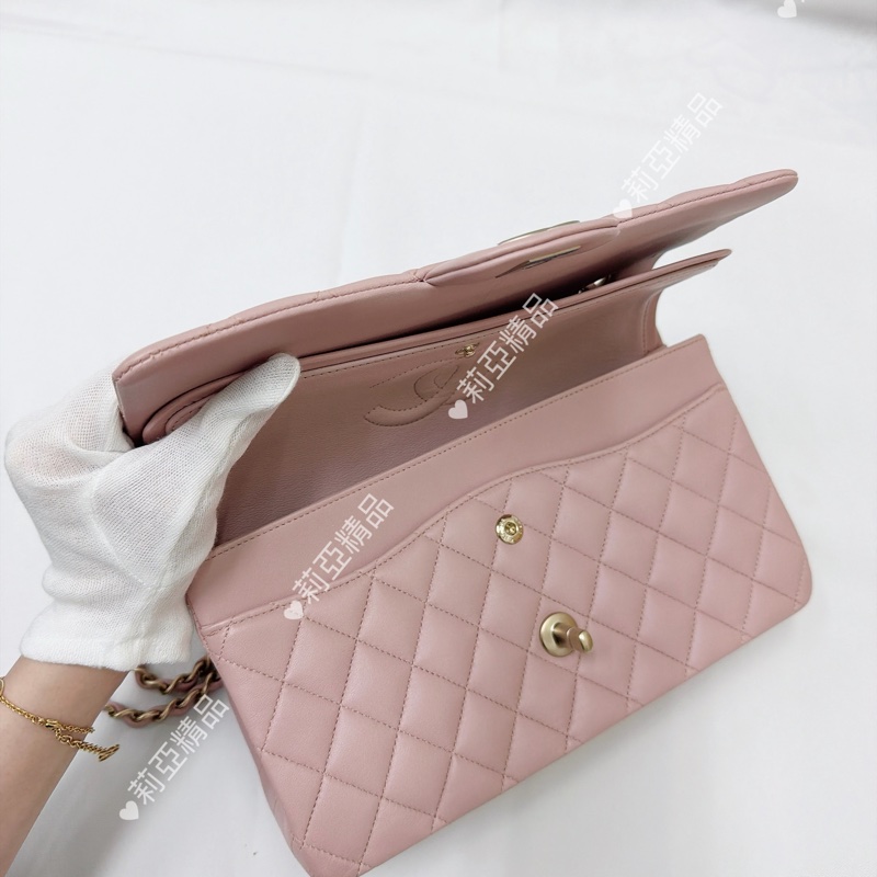 莉亞精品♡Chanel cf25 櫻花粉金 二手美包-13