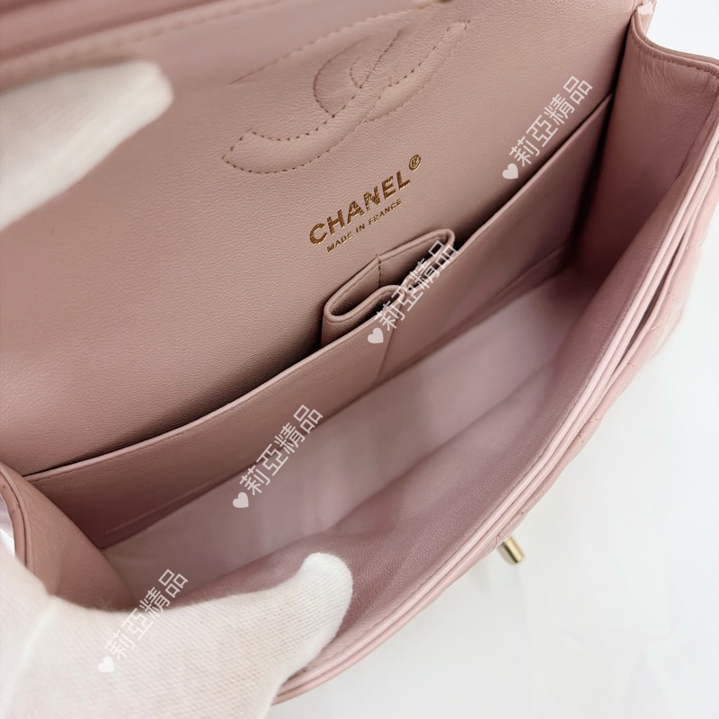 莉亞精品♡Chanel cf25 櫻花粉金 二手美包-14
