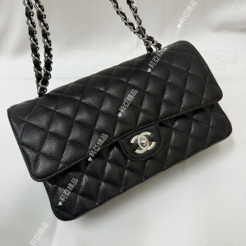 莉亞精品♡ Chanel cf25 黑銀 近新美包-2