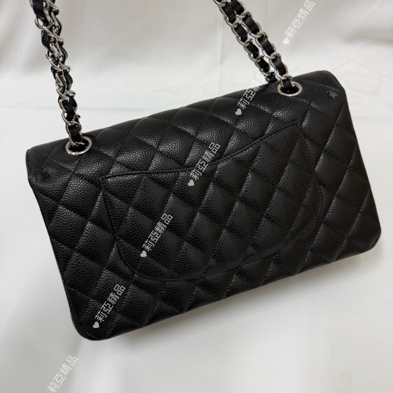莉亞精品♡ Chanel cf25 黑銀 近新美包-3