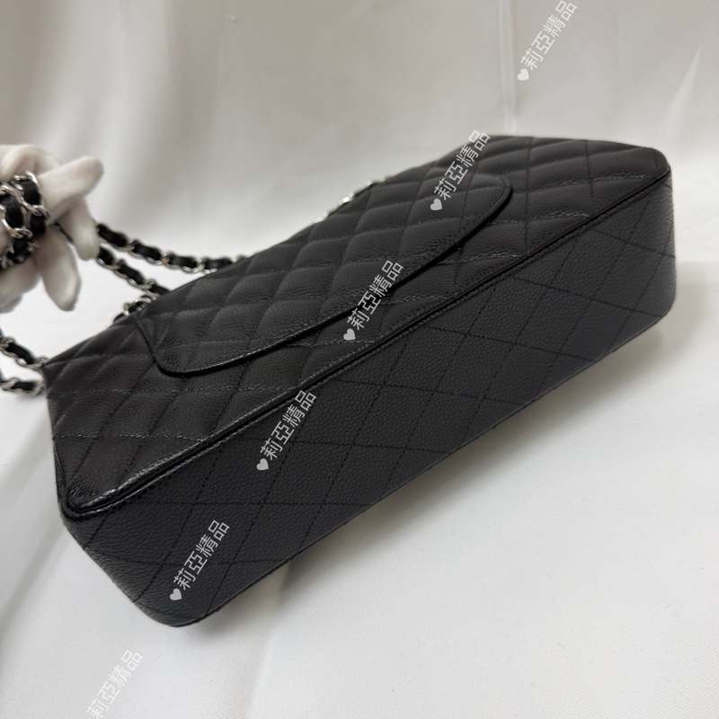 莉亞精品♡ Chanel cf25 黑銀 近新美包-5