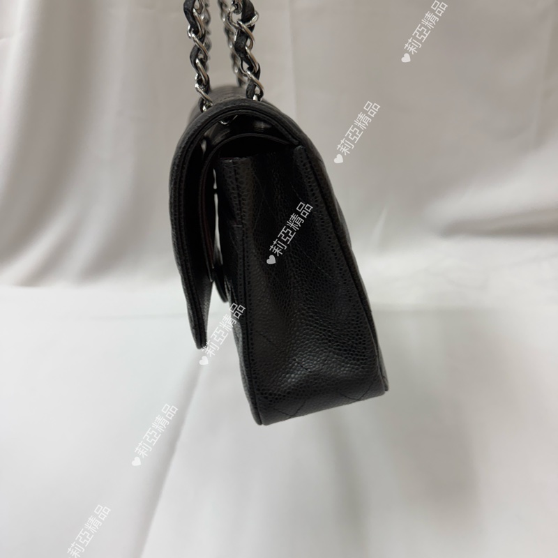 莉亞精品♡ Chanel cf25 黑銀 近新美包-6