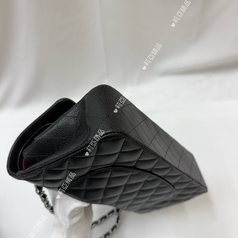 莉亞精品♡ Chanel cf25 黑銀 近新美包-8
