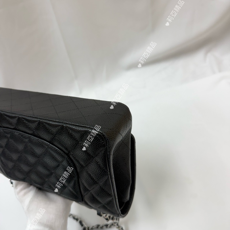 莉亞精品♡ Chanel cf25 黑銀 近新美包-9