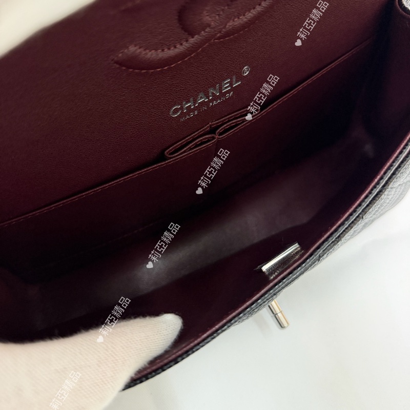 莉亞精品♡ Chanel cf25 黑銀 近新美包-14
