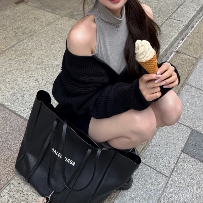 Balenciaga巴黎世家經典黑色字母LOGO托特包​​🍳-6