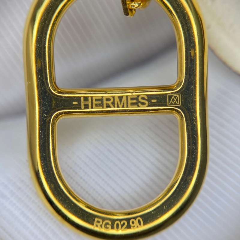 Hermes 98新閒置 合金豬鼻拼皮項鏈-3