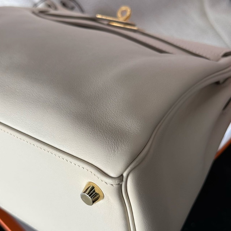 Hermes Kelly25奶昔白金扣 swift 鎖具肩帶塵袋-8