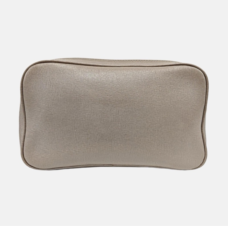 Furla 灰色皮革壓紋單肩包斜挎包 金色五金-4