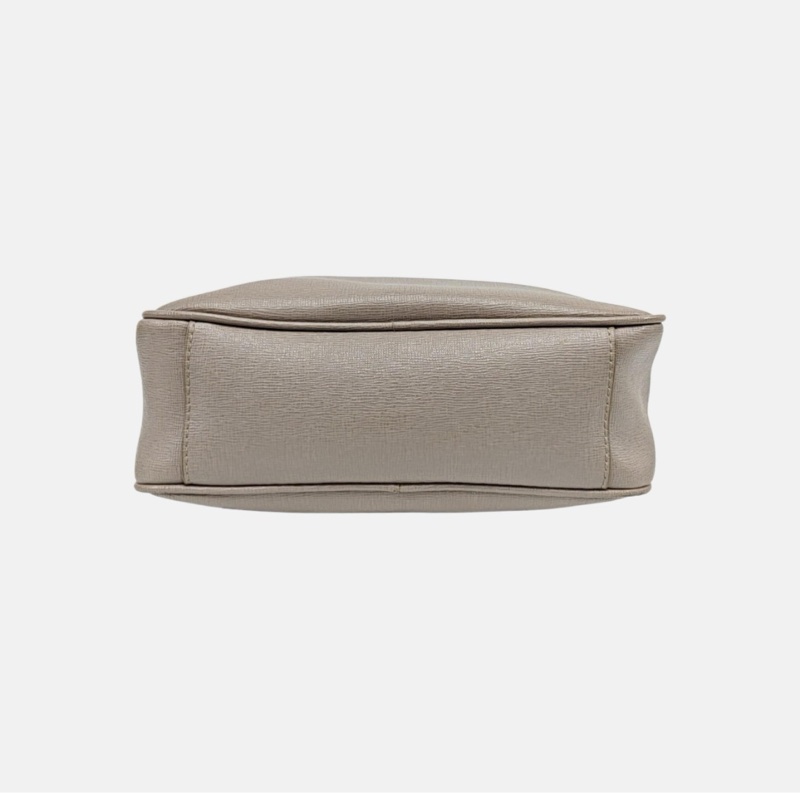 Furla 灰色皮革壓紋單肩包斜挎包 金色五金-5