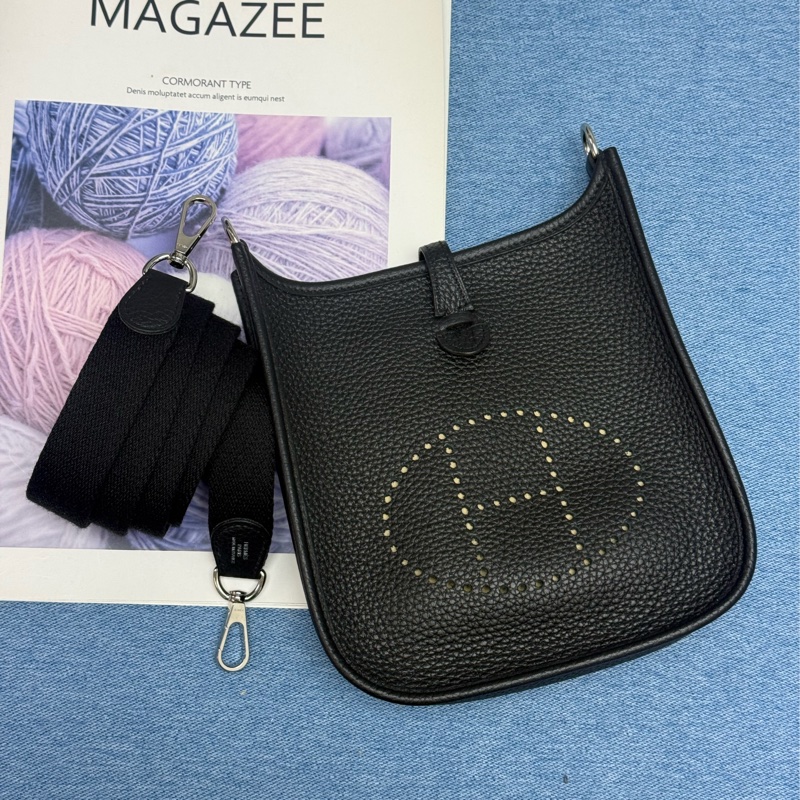 Hermes mini Evelyne 16 黑色銀扣-0