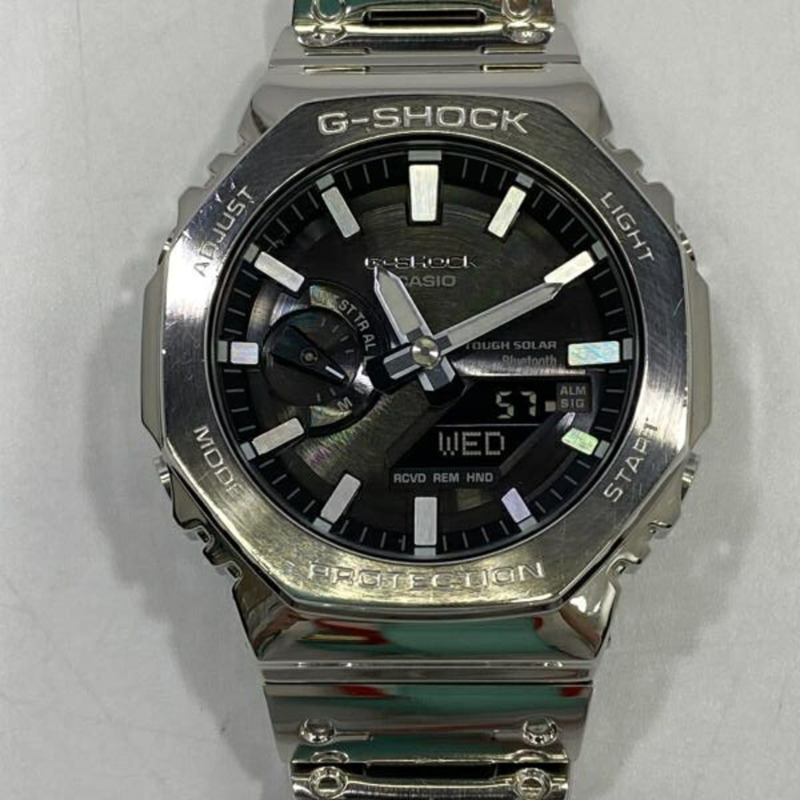 卡西歐 G-SHOCK GM-B2100SD-1AJF 銀色手錶，配備手機互聯和太陽能動力技術-0