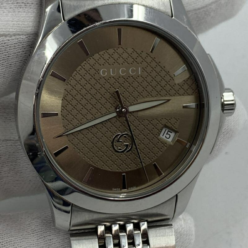 GUCCI 126.4 G-Timeless 石英腕錶，雙G互扣標誌，不鏽鋼錶鍊，Gucci-8