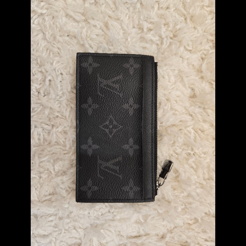Louis Vuitton LV Eclipse M69533 帆布印花牛皮飾邊拉鍊卡夾零錢包-1