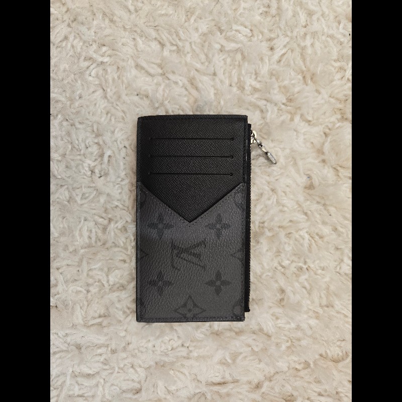 Louis Vuitton LV Eclipse M69533 帆布印花牛皮飾邊拉鍊卡夾零錢包-2