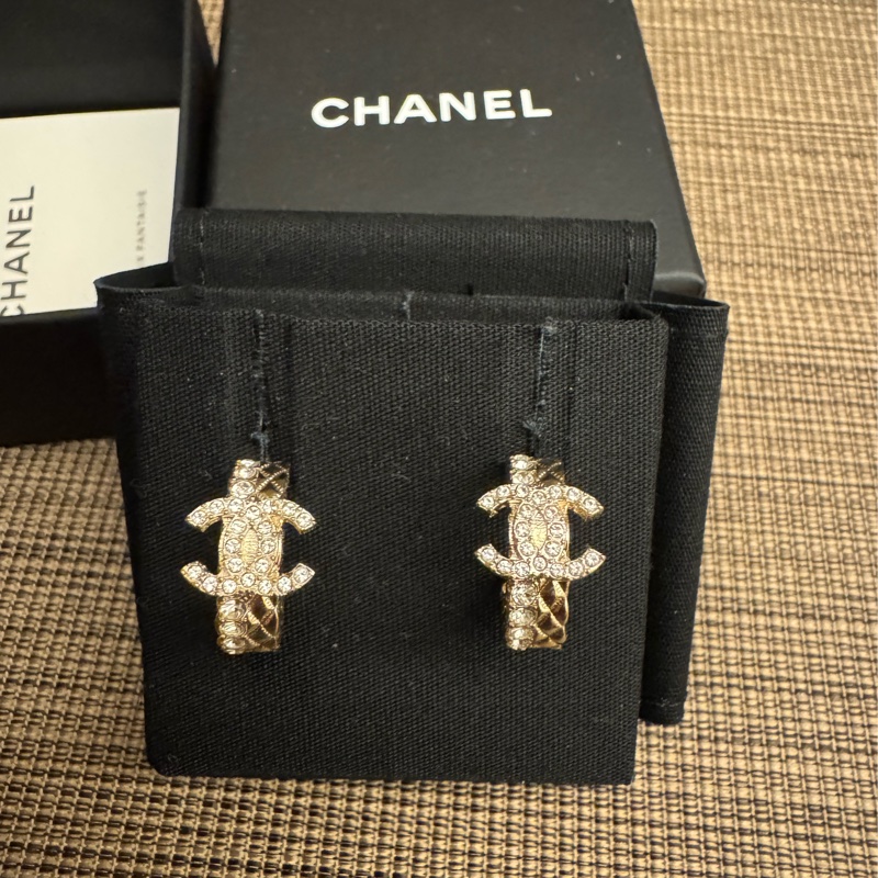 CHANEL 半圈設計 雙C 耳環 耳釘-0