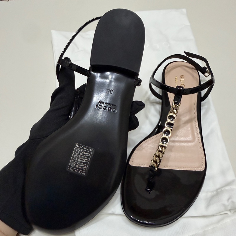 914intheair 『全新閒置』古馳新款Gucci字母logo T字涼鞋36（23-23.5cm)-16