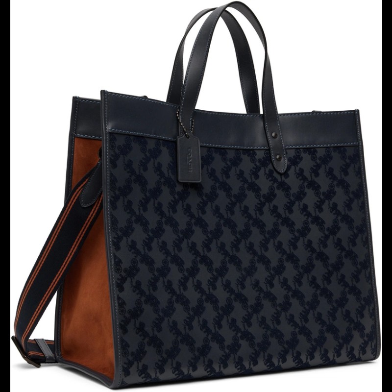 COACH  Field tote 40 植絨馬車花紋麂皮手提肩背托特包-7
