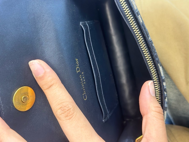 迪奧/Dior經典刺繡老花Oblique印花腰帶馬鞍包單肩斜挎腰包 女款 牛仔藍色 19編碼-5