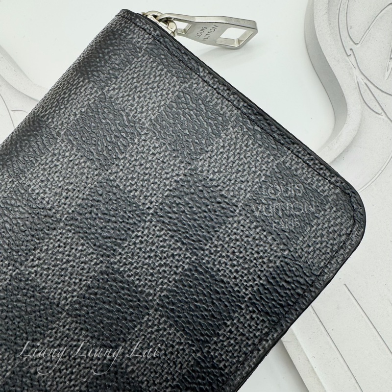 LOUIS VUITTON LV經典黑灰棋盤格拉鍊長夾-4