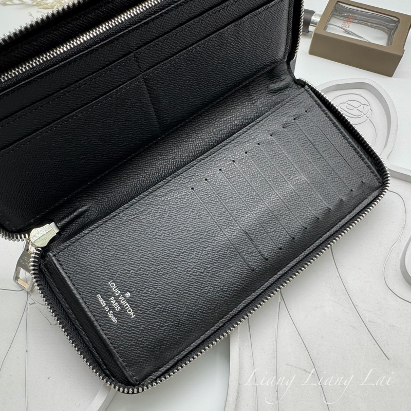 LOUIS VUITTON LV經典黑灰棋盤格拉鍊長夾-7