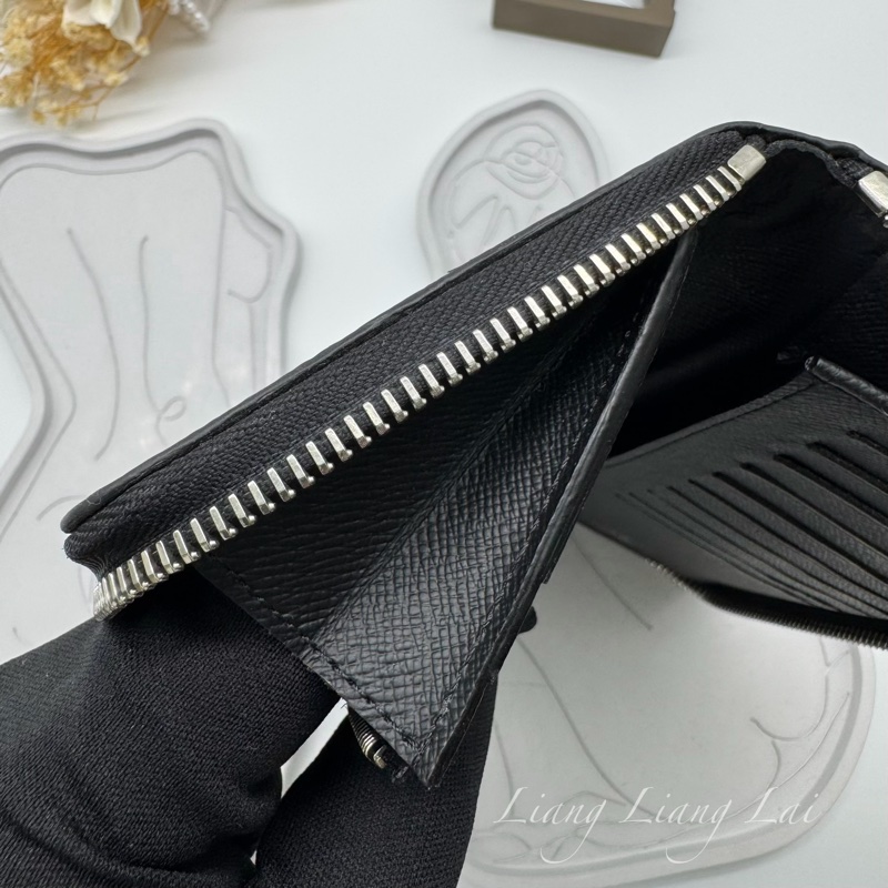LOUIS VUITTON LV經典黑灰棋盤格拉鍊長夾-11
