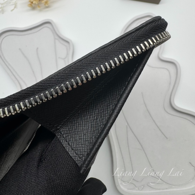 LOUIS VUITTON LV經典黑灰棋盤格拉鍊長夾-14