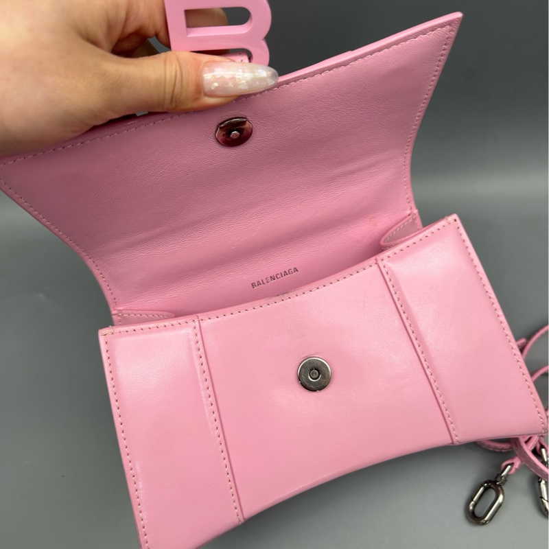 Balenciaga巴黎世家沙漏包 XS號 芭比粉光面牛皮 尺寸19×12×7cm-3