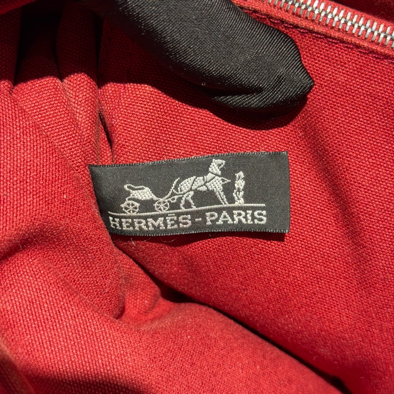 【90新 ✨ 全網最低價！】 中古Hermes愛馬仕帆布手提包 紅色 經典款-14
