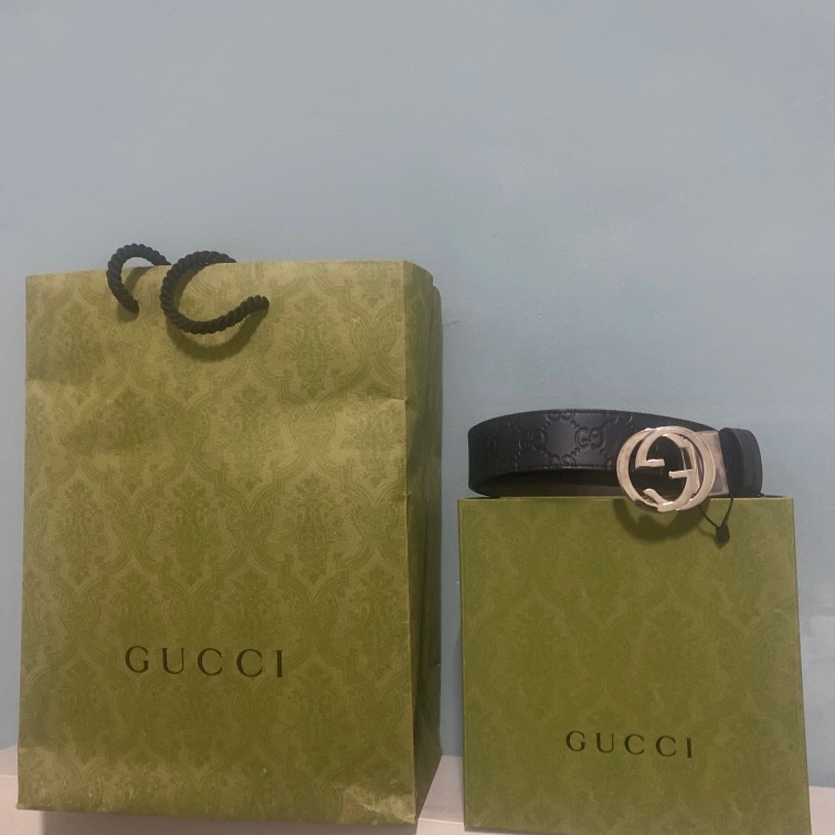 全新GUCCI壓紋皮帶-0