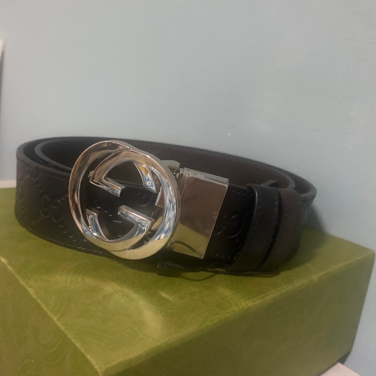 全新GUCCI壓紋皮帶-1