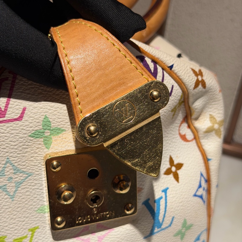 【93新 ✨ 全網最低價！】 LV 白三彩 波士頓speedy30 手提款 (喜歡的話直接下單❗️❗️）-15