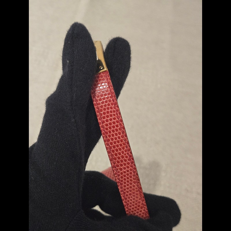 愛馬仕 Hermès Kelly Double Tour 蜥蜴皮雙圈手環 紅色金釦-11