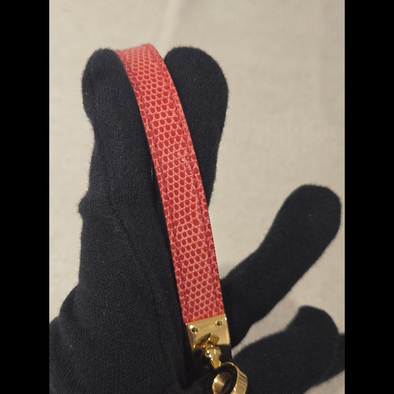 愛馬仕 Hermès Kelly Double Tour 蜥蜴皮雙圈手環 紅色金釦-12