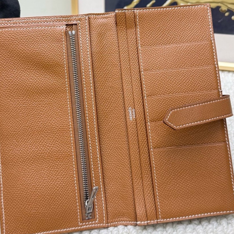 愛馬仕/Hermès bearn長款錢包 金棕銀扣 X刻 Epsom皮-4